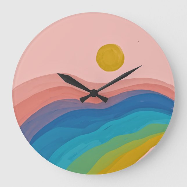 Happy Colours - Abstract Art Painting Colourful Large Clock (Front)