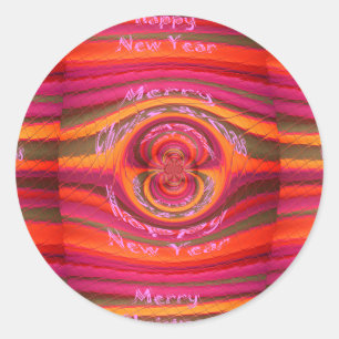 Happy Colours Merry Christmas Happy New Year  Desi Classic Round Sticker
