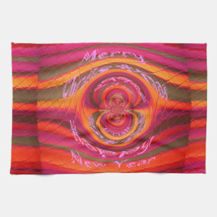 Happy Colours Merry Christmas Happy New Year  Desi Tea Towel