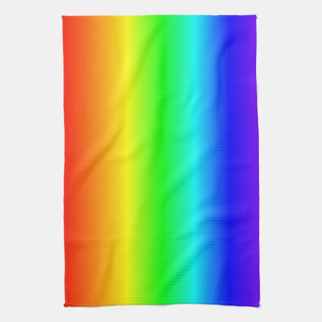 Happy Colours Rainbow Gradient Striped Pattern Tea Towel (Vertical)