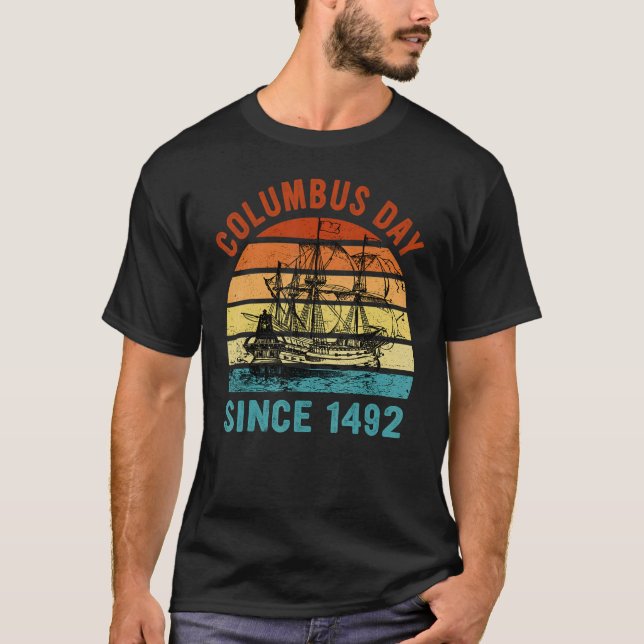 Happy Columbus Day First Italian American Navigato T-Shirt (Front)