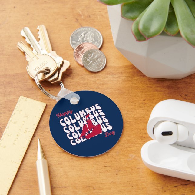 Happy Columbus Day Groovy Key Ring (Desk)