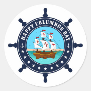 Happy Columbus Day Mug   Explorer Holiday Coffee Classic Round Sticker