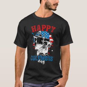 Happy Columbus Day October Vintage USA Flag T-Shirt