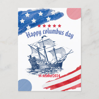 happy columbus day usa 14 october  postcard