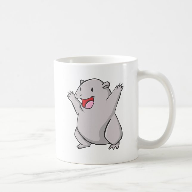 Happy Common Wombat Cartoon Coffee Mug (Right)