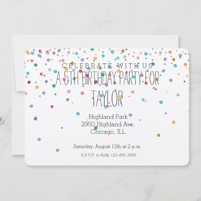 Happy Confetti Dots Invitation (Front)