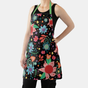 “Happy Cooking” black floral Inspirivity apron