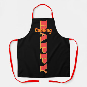 Happy Cooking Red Black Chef    Apron
