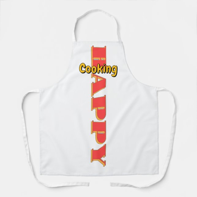 Happy Cooking White Chef Apron (Front)