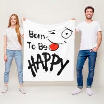 "Happy " Cool Motivational Fleece Blanket