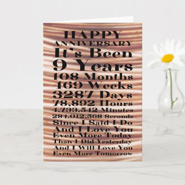 Happy Copper 9th Wedding Anniversary Card (Small Plant)