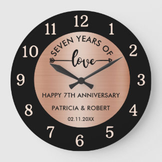 Happy Copper Anniversary  7th Wedding Anniversary  Large Clock