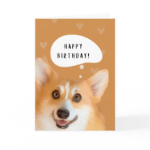 Happy Corgi Birthday Card (gold)