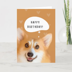 Happy Corgi Birthday Card (gold)
