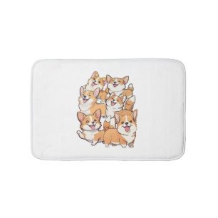 happy Corgi dogs Bath Mat