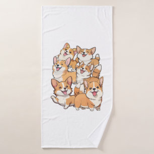 happy Corgi dogs Bath Towel