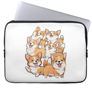 happy Corgi dogs Laptop Sleeve