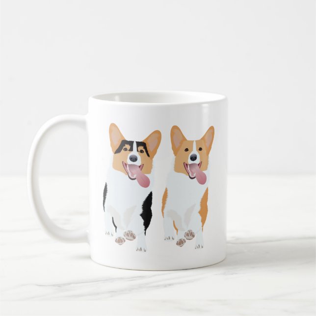 Happy Corgi Friends Coffee Mug (Left)