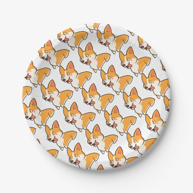Happy Corgi Paper Plate (Front)
