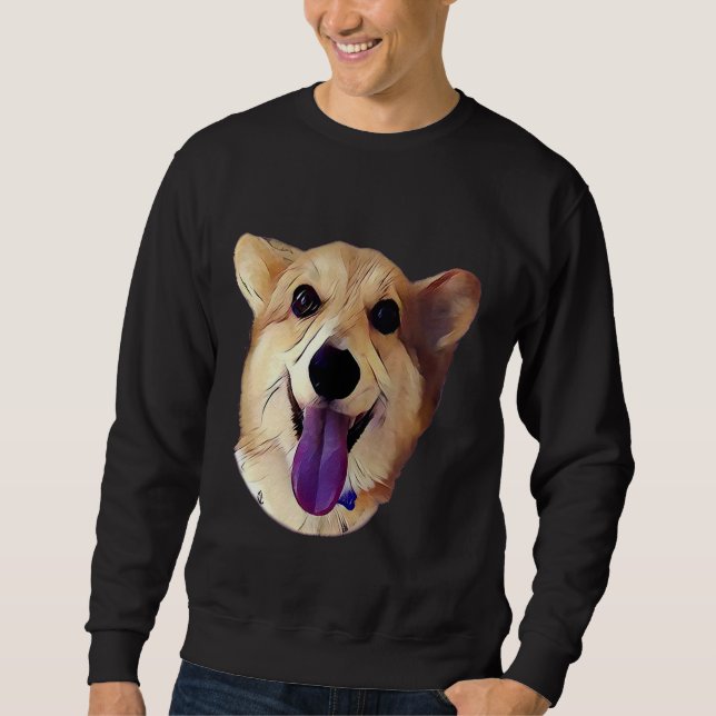 Happy Corgi Purple Sweatshirt (Front)