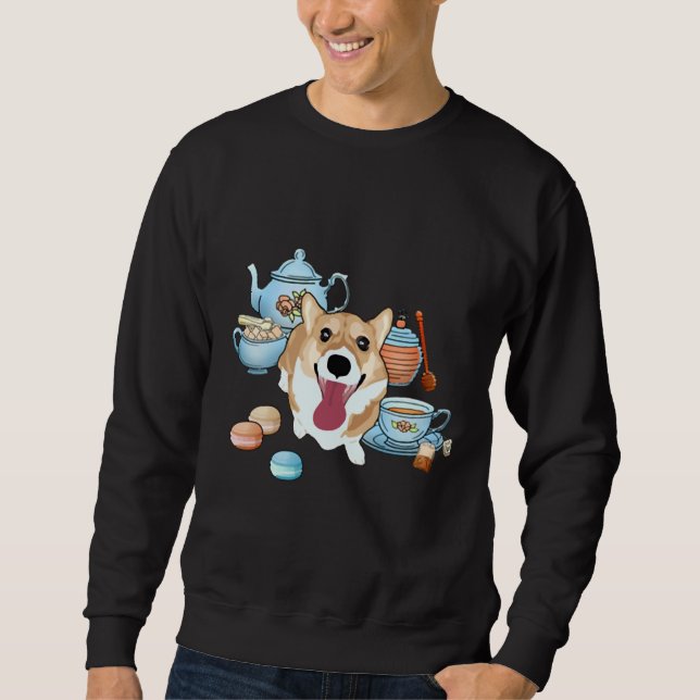 Happy Corgi Tea Time Sweatshirt (Front)