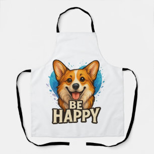 Happy Corgi with Colourful Heart- Dog lover design Apron