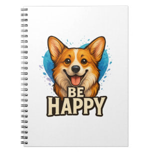 Happy Corgi with Colourful Heart- Dog lover design Notebook