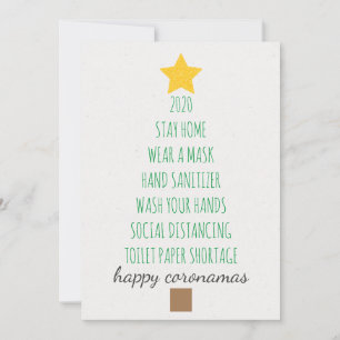 Happy Coronamas Christmas Tree Typography Holiday Card