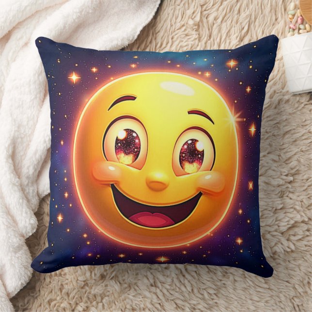 Happy Cosmic Eyes Emoji Cushion (Blanket)