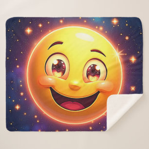 Happy Cosmic Eyes Emoji Sherpa Blanket