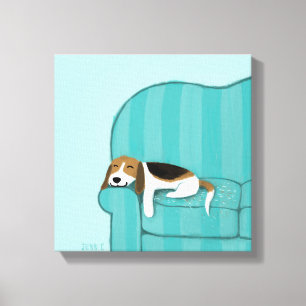 Happy Couch Beagle Cute Dog Canvas Print