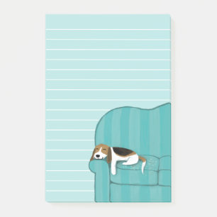 Happy Couch Beagle   Cute Dog Lined Post-it Notes