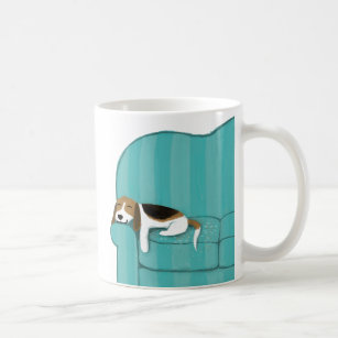 Happy Couch Beagle   Cute Sleeping Dog   Pet Art Coffee Mug