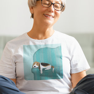 Happy Couch Dog Cute Relaxed Beagle Animal Art T-Shirt