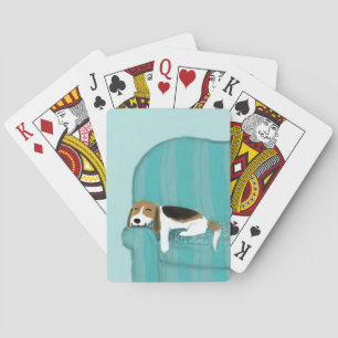 Happy Couch Dog - Cute Sleepy Beagle Playing Cards