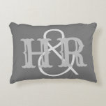 Happy Couple Initials on an Decorative Cushion<br><div class="desc">Wedding present cushion or Wedding gift cushion. The initials printed onto this throw pillow make for an ideal wedding gift for a married couple. Incorporates the two initials.</div>