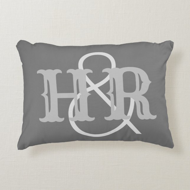 Happy Couple Initials on an Decorative Cushion (Front)