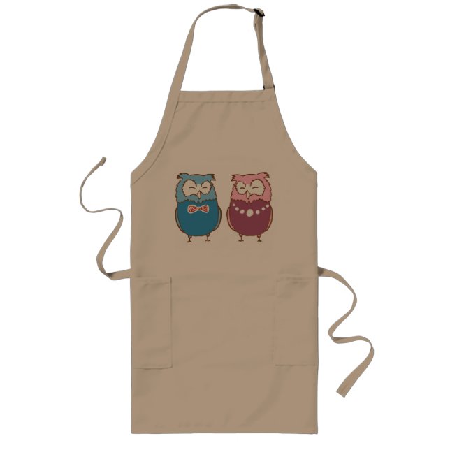 Happy couple owls long apron (Front)