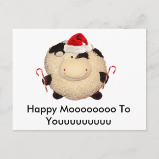 Happy Cow Christmas Card Postcard I Love You