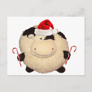 Happy Cow  Christmas Santa Postcard