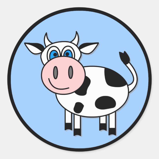 Happy Cow - Customisable! Classic Round Sticker (Front)