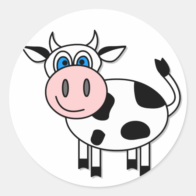 Happy Cow - Customisable! Classic Round Sticker (Front)