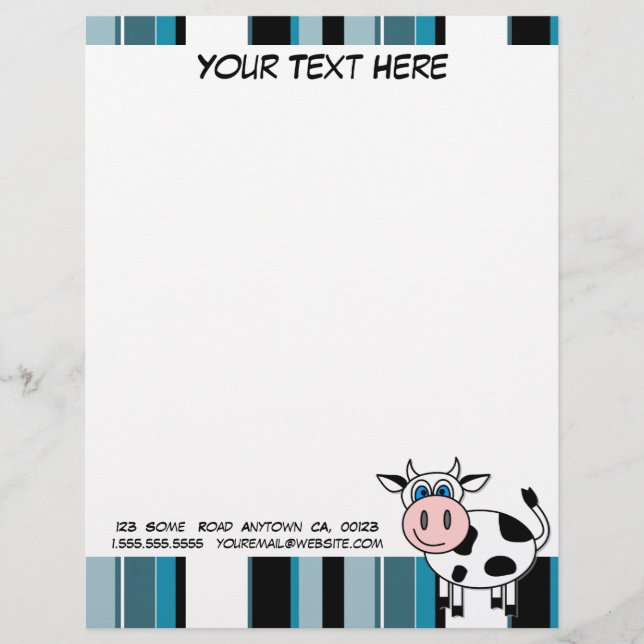 Happy Cow Customisable Letterhead (Front)