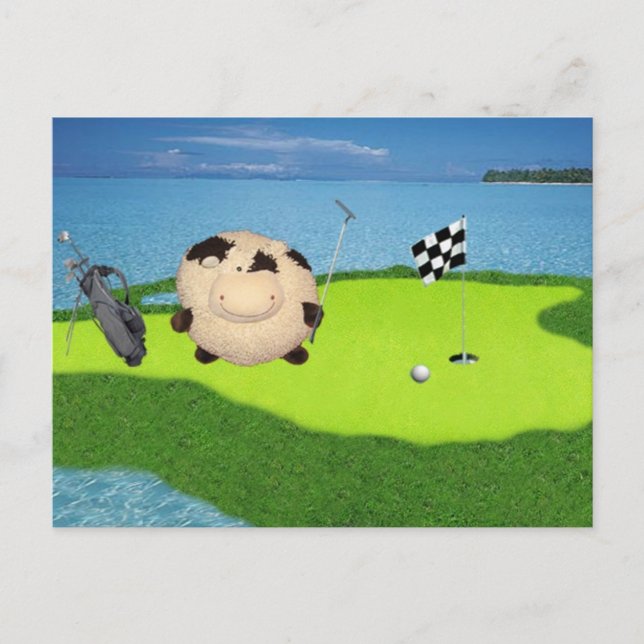 Happy Cow Golf Sport Postcard (Front)
