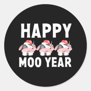 Happy Cow Moo Year Funny New Years Eve 2023 Classic Round Sticker