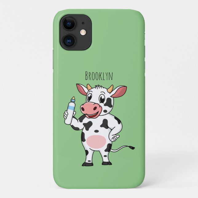 Happy cow with baby bottle cartoon  Case-Mate iPhone case (Back)