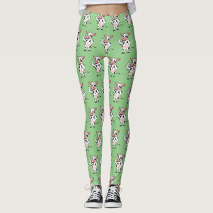 Happy cow with baby bottle cartoon leggings