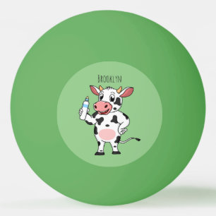 Happy cow with baby bottle cartoon ping pong ball