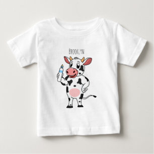 Happy cow with baby bottle cartoon T-Shirt